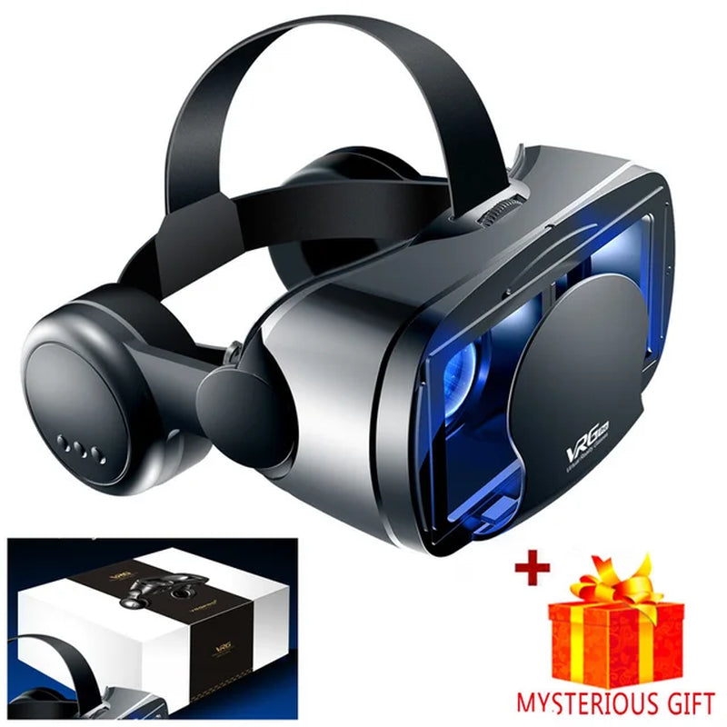 "Immerse Yourself with VRG Pro: High-Tech VR Glasses for Ultimate Virtual Reality Experience with Smartphone Controller"