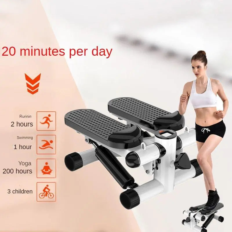 Mini Stepper, Home Exercise Fitness Mountaineering Multi-Function Stair Stepper with 2Pcs Adjustable Resistance Band, Leg Arm Full Body Workout Stepper, Sports Accessories