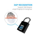 Black Silver USB Rechargeable Door Smart Lock Fingerprint Padlock Quick Unlock Zinc Alloy Metal High Identify Security Lock