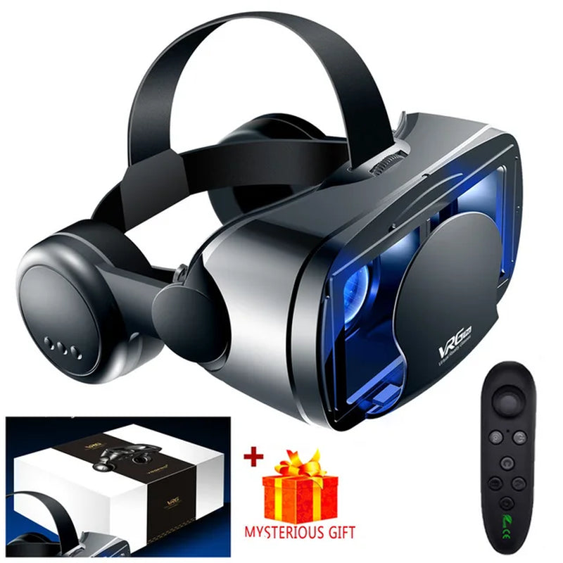 "Immerse Yourself with VRG Pro: High-Tech VR Glasses for Ultimate Virtual Reality Experience with Smartphone Controller"